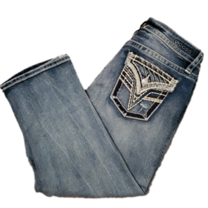 Vigoss The New York  Capri Jeans Thick Stitch Bling Metallic Women's Size 6